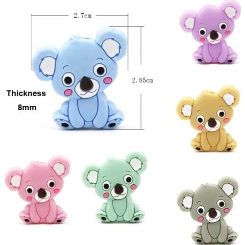 Silicone Koala Teether Chew Beads DIY Pacifier Clip Chain Necklace Baby Chewable Toys Pendent Neckalce pacifier Nursing Gift