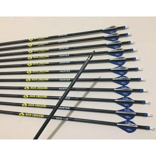 6pcs 100% pure carbon arrow spine300 ID6.2mm OD7.6mm arrow insert 100grain replaced arrowhead for compound bow hunting