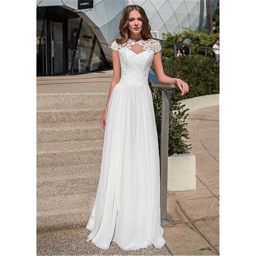LORIE Wedding Dress Lace Boho Sleeveless White Beach Wedding Dress Appliques Lace Princess Bride Dress Free Shipping