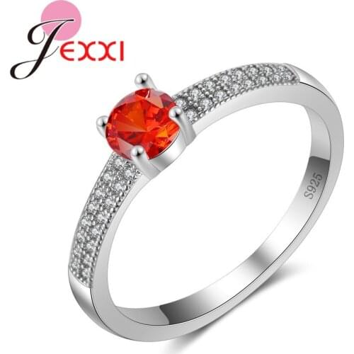 Wedding Crystal 925 Sterling Silver Rings Round Engagement Fill Cubic Zircon Ring Fashion Brand Bijoux For Women Jewelry