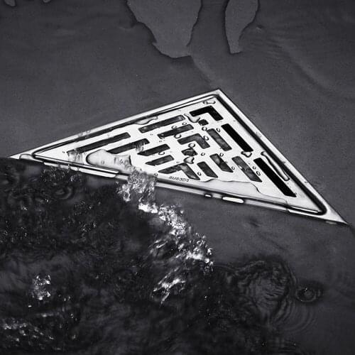 Triangle Shape Wall Side Floor Drain Stainless Steel Balcony Same Layer Waste Filter Drainage Bathroom Corner Drain Stopper