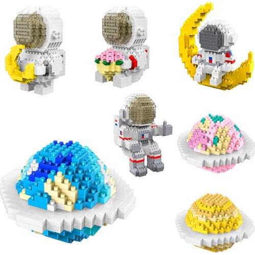 Magic Astronaut Micro Building Blocks Spaceman Star Earth Moon Figures Diamond Mini Brick Figrues Toys for Kids