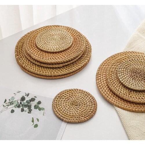 Japanese Insulation Mat Table, household table mat vine, ironproof cup pad, bowl mat, plate pad, pot pad, round table mat