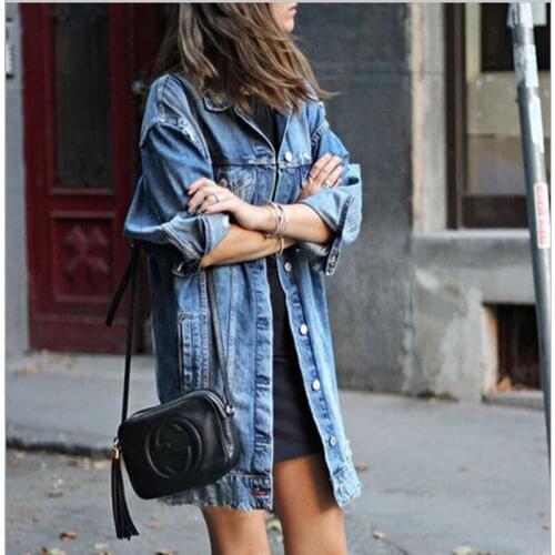 Plus size Vintage Denim Jackets Women Spring Autumn New Hole Style Jean Jacket Denim Loose Korean Denim coat Female Outerwear