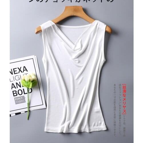 Womens spring summer 100% Natural silk T-shirt female elastic casual breathable summer plus size silk shirt tops TB172