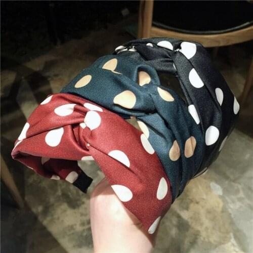 Lovely Polka Dot Headbands Hair Hoops High Quality Handmade Silk Satin Knot Hairbands Turban Makeup Hair Accessories Wholesale