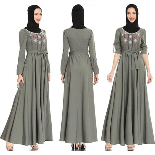 Embroidery Muslim Abaya Dubai Women Maxi Dresses Ramadan Moslim Prayer Robe Hijab Dress Kaftan Islamic Turkey Islamic Clothing