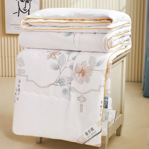 Natural Silk Quilt / Mulberry Silk Quilt for Summer and Winter King Queen Twin Size Bedding Handmade Pure Color Students Quilt