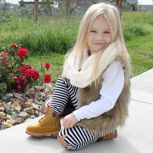 Winter Warm Faux Fur Waistcoat Toddler Kids Baby Girl Winter Warm Clothes Faux Fur Waistcoat Thick Coat Outwear roupa de menina