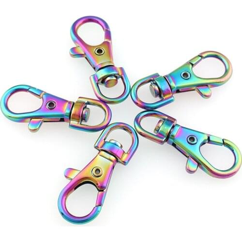 10pcs Rainbow Swivel hooks Hole 8mm Trigger Lobster Clasps Clip Snap Hook Key Chain Ring Outdoor Lanyard Craft Bag Parts DIY