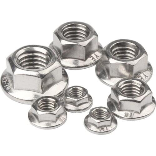 10 PCS M3 M4 M5 M6 M8 M10 M12 M16 M20 304 Stainless Steel Hexagon Flange Nuts