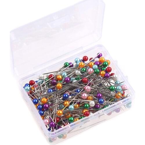 Wedding Dressmaking Pins Fixed Corsage Florists Hand Sewing Accessories Tools 200 Pcs Sewing Pin Round Pearl Head With Box