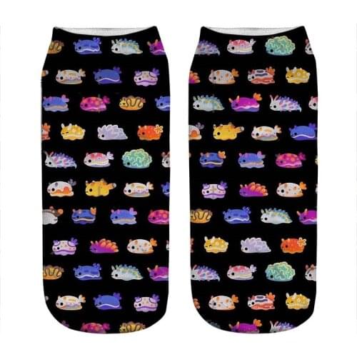 2021 Womens socks kawaii Sea Slug Day black Printed Socks Woman harajuku Happy Funny Novelty cute girl gift Socks for women