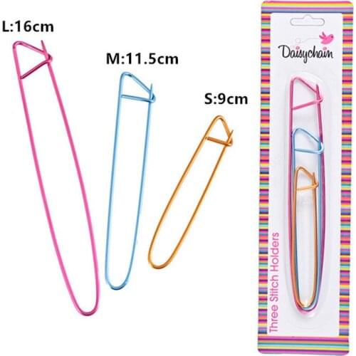 3Pcs/set Aluminum Knitting Needles Marker Crochet Hook Stitch Holder Hand Sewing Craft Weave Tools