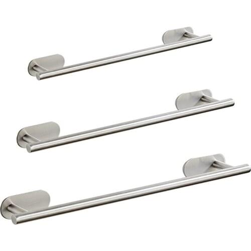 40cm 50cm 60cm Stainless Steel Bathroom Towel Rack Self Adhesive Wall-Mounted Bathroom Balcony Towel Clothes Shelf Hanger