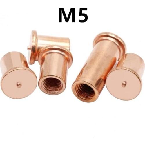 50PCS M5 Copper plated welding Stud standoff screws soldering pin PCB LED SMT thread connector Copper Stud Welding screw