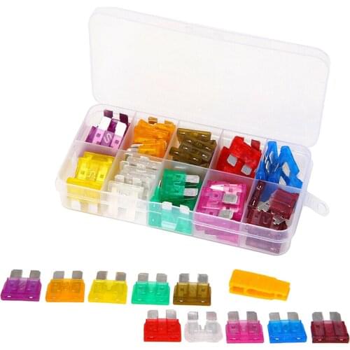80pcs 12V Standard Blade Car Fuses Auto Medium Blade Fuses Kit 3A~40A Assorted Set with A Puller Set