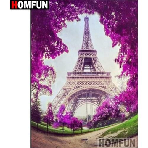 HOMFUN Full Square/Round Drill 5D DIY Diamond Painting "Tower scenery" Embroidery Cross Stitch 5D Home Decor A16363