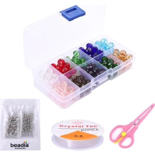 Shiny Crystal Beads Beading Cord Clasps Box Set Bicone Glass Beads Loose Spacer Beads For DIY Earrings Bracelet Jewelry Making