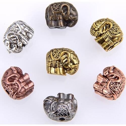 10PCS/ package DIY Handmade Yoga Antique Silver Plated Elephant Spacer Loose Beads for Jewelry Making Bracelet