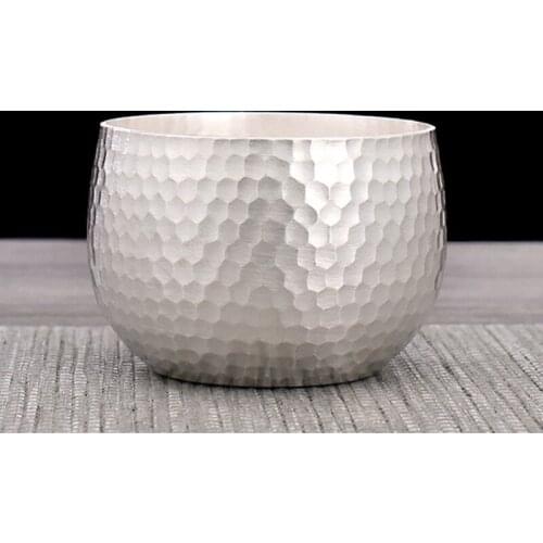 Hammered Sterling Silver 999 Handmade Tea Cup Master Single Kungfu Teacup Drinkware Tearoom Drink Tea Tools