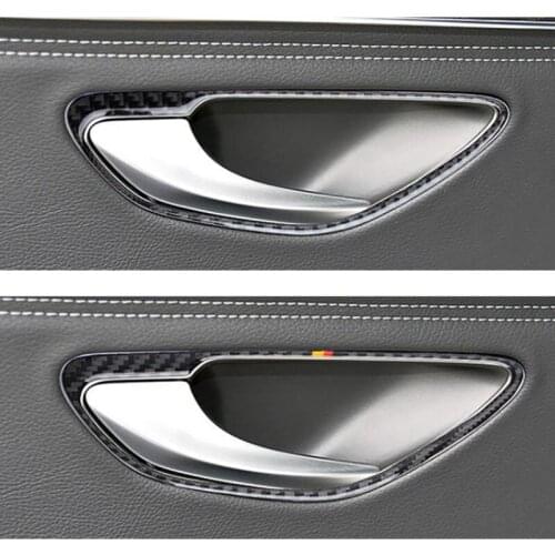 For Mercedes Benz C Class W205 2015-2018 GLC X253 2016-2018 Carbon Fiber Car Inner Door Handle Frame Decoration Cover Trim 4Pcs