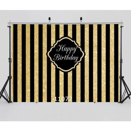 Golden Black Stripes Birthday Party Backgrounds Photography Backdrops for Photo Studio Children Boys Newborn Baby Photophone