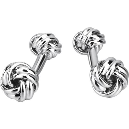 French Silver Color Double Twist Cufflinks High-grade Mens Shirt Cuff Buttons Womens Ethnic Chinese Knot Business Cuff Links