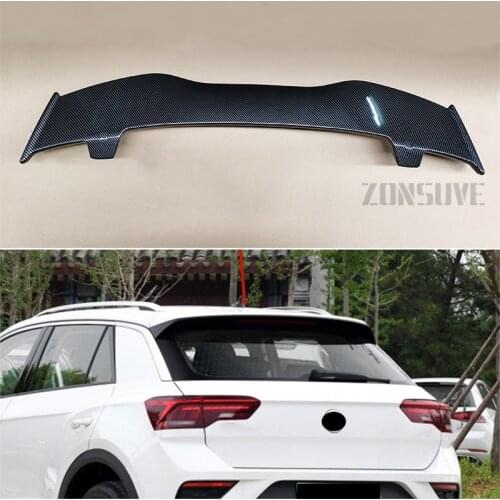 Use For Volkswagen T-roc Spoiler ABS Plastic Carbon Fiber Look Hatchback Roof Rear Wing Body Kit Accessories