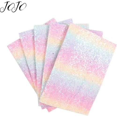 JOJO BOWS 22*30cm Sparkly Chunky Glitter Fabric Rainbow Gradient Sheets For The Cloth Dress DIY Handcraft Material Home Textile