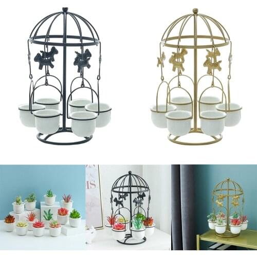 Ceramic Creative Succulent Planter, Carousel Flower Pot Stand Nordic Simple Air