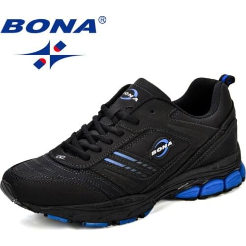 BONA 2021Retro Classic Men Running Shoes Leather Homme Non-slip Light Sneakers Mens Comfortable Outdoor Walking Sports Shoes