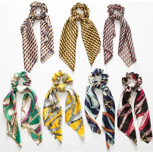Sunnee Bow Streamers Hair Ring Fashion Ribbon Girl Hair Bands Scrunchie Horsetail Tie Solid Headwear Hair Accessories