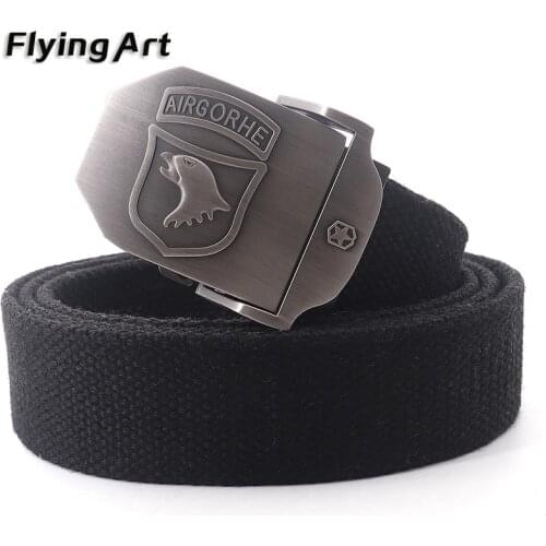 Flying Art AIR GROHE Mens Automatic Buckle Adjustable Belt High Quality Canvas Belt Fashion All-match Ladies Casual Jeans Belt