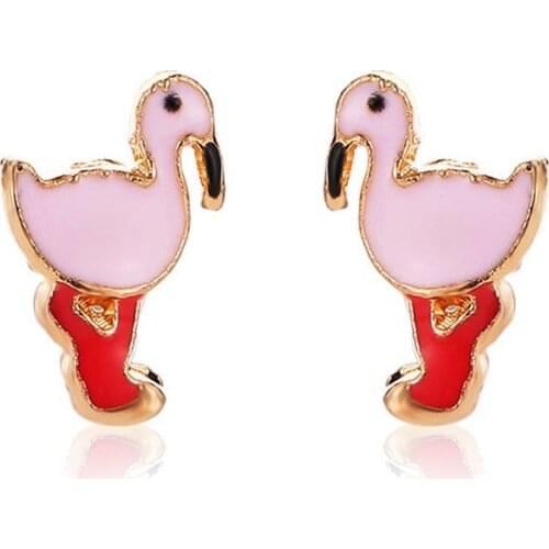 Summer Cute Colorful Animal Studs Earrings Cartoons Flamingo Earrings for Girls Women Children Birthday Gift Lovely Jewelry 2021