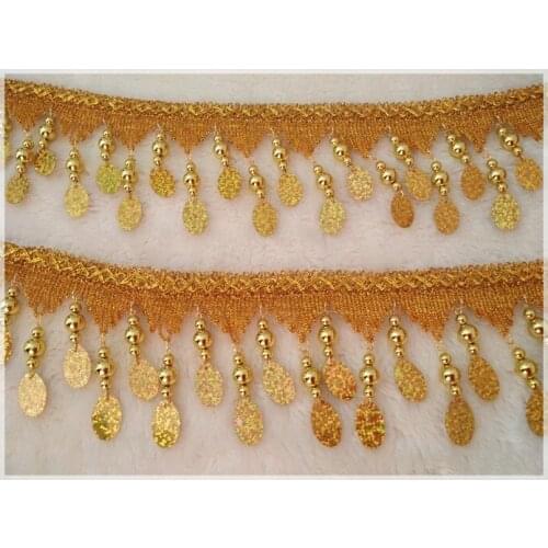 High quality clothing materials textiles lace fabric Beaded fringe sequins lace trim Stage clothing decoration accessories