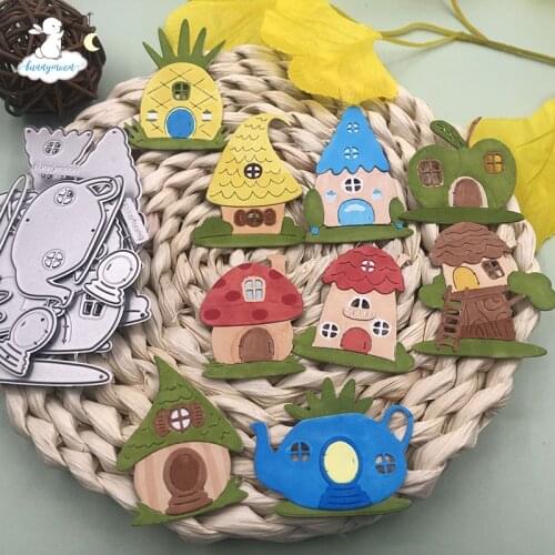 Bunnymoon Cute Houses Stencil Metal Cutting Dies For Scrapbooking Practice Hands-on DIY Album Card Craft Decoration
