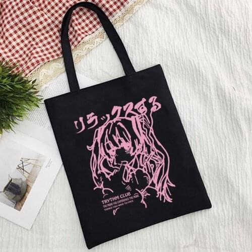 Sweet Punk Print Punk Canvas Bag Harajuku Shopper Large Capacity Womens Bag Korean Ins Shoulder Bag Handbag Gift Bag