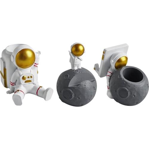 Cute Spaceman Shaped Cartoon Home Office Decoration Succulent Vase Flower Pots, Pen Pencil Holder, Makeup Brushes Organizer