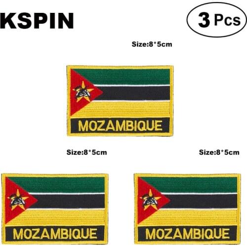 Mozambique Rectangular Shape Flag patches embroidered flag patches national flag patches for clothing DIY Decoration