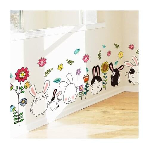 Cartoon Rabbit Wall Stickers Wall Pictures For Living Room Baby Room Wall Decoration Kindergarten Self-adhesive Wallpaper Mural