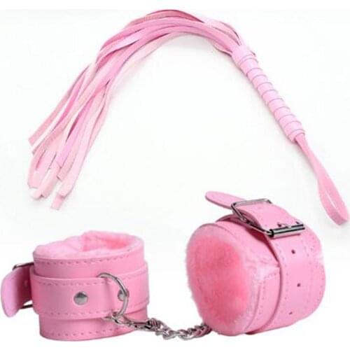 Women Sex Plush Handcuffs BDSM Bondage Ankle Cuffs Slave Sex Toys for Women Men Flogger Adjustable Sex Handcuffs Whips