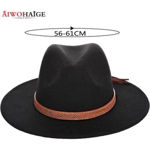 New autumn and winter mens large size cowboy hats fedora caps 60CM classical sombrero furry headscarf imitation wool cap visor