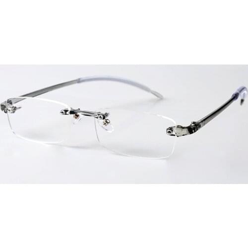 Men Women Finished Myopia Glasses TR90 Resin Ultralight Frameless Rimless Gray Transparent Nearsighted Shortsighted Eyes M030