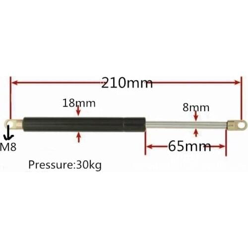 210mm Hole Center 65mm Stroke Auto Gas Spring 30kg Force Lift Support M8 Eyelet Gas Strut Shock Spring Prop