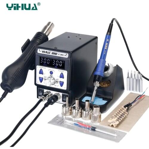 YIHUA 899D II Soldering Station 2 in 1 Rework Station 650W SMD Hot Air Gun 60W Solder Iron BGA Welding Desoldering Tool Stations
