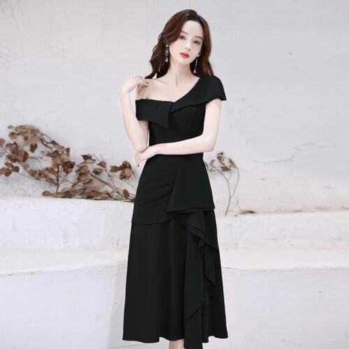 Special Occasion Dresses Vintage V-Neck Short Luxury Black Backless A-Line Knee-Length Elegant Fashion Nice Women Prom Gown E988