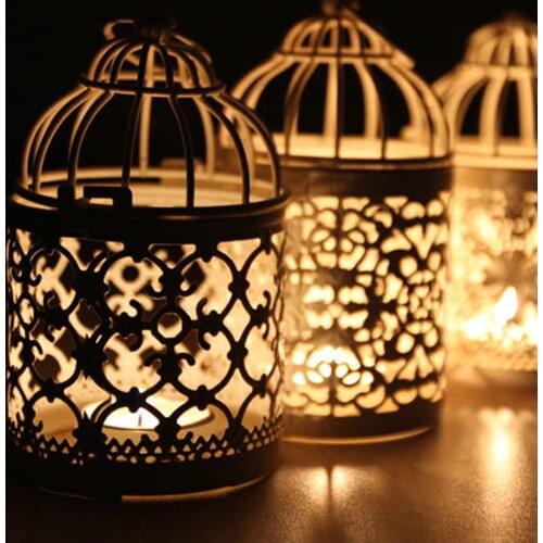 Birdcage Candlestick Creative White Metal Tealight Candle Holder Wedding Centerpieces Tables Iron Holder Home Decor