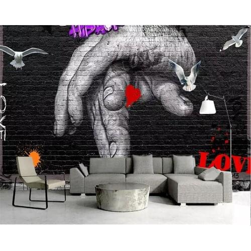 Beibehang Custom wallpaper European and American style graffiti brick wall TV background wall home decoration mural 3d wallpaper