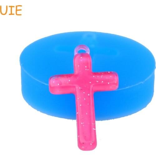PYL543U 29.1mm Cross Pendant Mold - Crucifix Silicone Mold Fonant, Food Grade, Jewelry DIY, Icing, Candy, Resin Clay Mold
